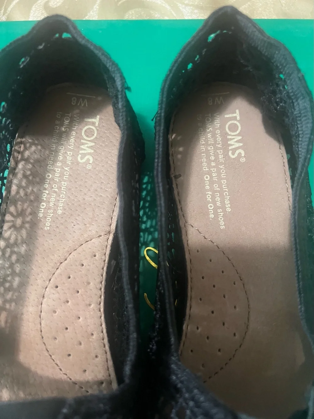 TOMS Women's Black Crochet Alpargata Slip-Ons flats Size 8